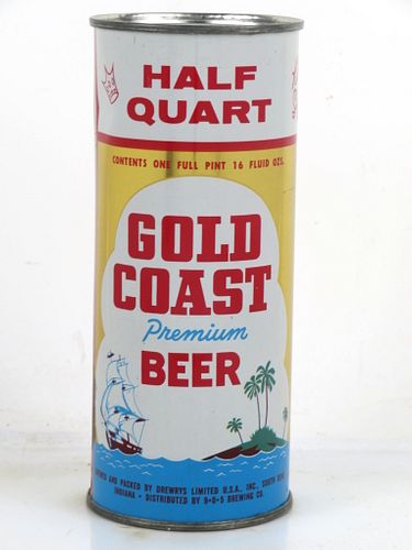 1958 Gold Coast Premium Beer 16oz One Pint 229-29v Unpictured Flat Top Can South Bend Indiana