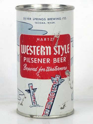 1957 Hartz Western Style Pilsener Beer 12oz 145-11 Flat Top Can Tacoma Washington