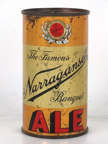 1939 Narragansett Banquet Ale 12oz OI-551 Flat Top Can Providence Rhode Island mpm