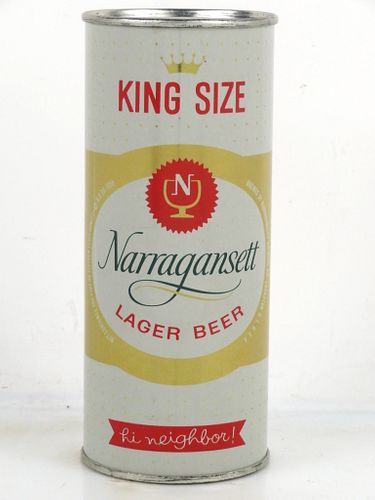 1959 Narragansett Lager Beer 16oz One Pint 232-27 Flat Top Can Cranston Rhode Island