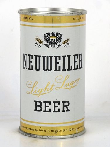 1959 Neuweiler Light Lager Beer 12oz 103-04 Flat Top Can Allentown Pennsylvania