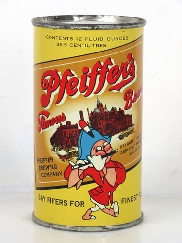 1953 Pfeiffer's Famous Beer 12oz 113-40.1 Flat Top Can Detroit Michigan