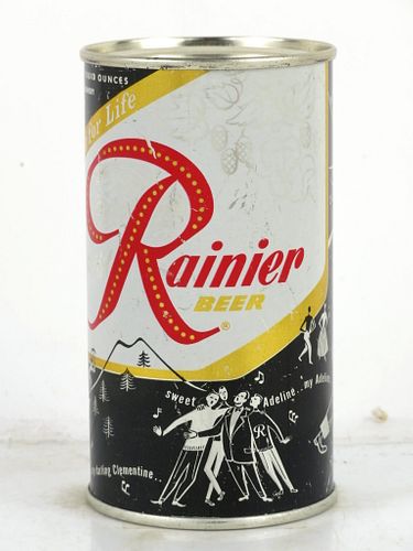 1957 Rainier Jubilee Beer "Black" 12oz Flat Top Can Spokane Washington