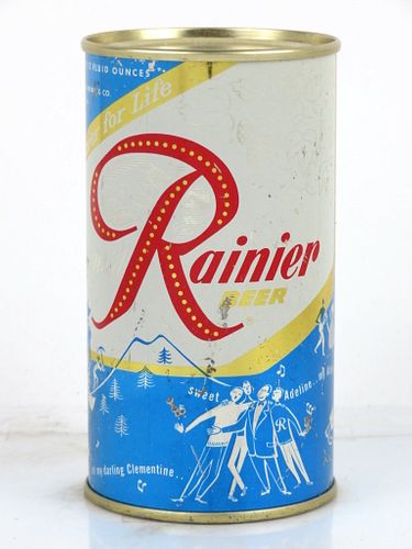 1957 Rainier Jubilee Beer "Bleu De France" 12oz Flat Top Can Spokane Washington
