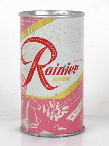 1956 Rainier Jubilee Beer "Old Pink" 12oz Flat Top Can Spokane Washington