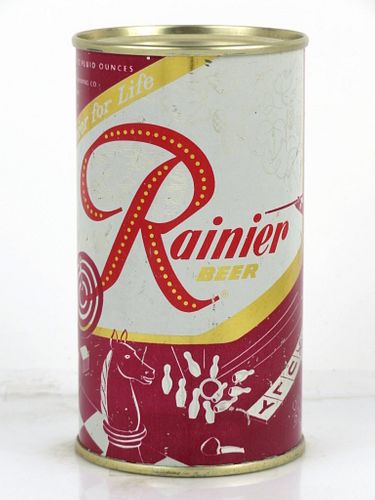 1956 Rainier Jubilee Beer "Vivid Burgundy" 12oz Flat Top Can Seattle Washington