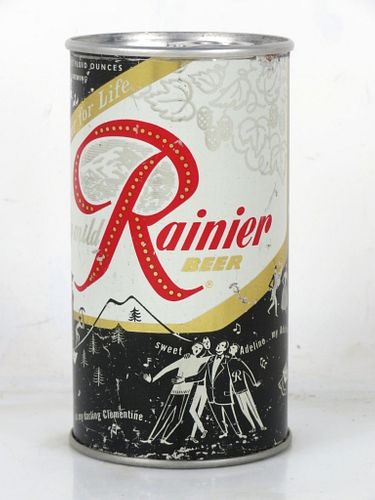 1957 Rainier Jubilee Beer (Black) 12oz Flat Top Can Seattle Washington