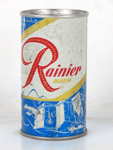 1957 Rainier Jubilee Beer (Blue Ivy) 12oz Flat Top Can Seattle Washington