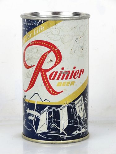 1956 Rainier Jubilee Beer (Blue Zodiac) 12oz Flat Top Can Seattle Washington