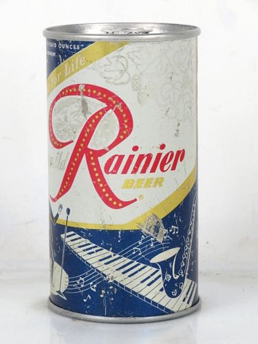 1956 Rainier Jubilee Beer (Blue Zodiac) 12oz Flat Top Can Spokane Washington