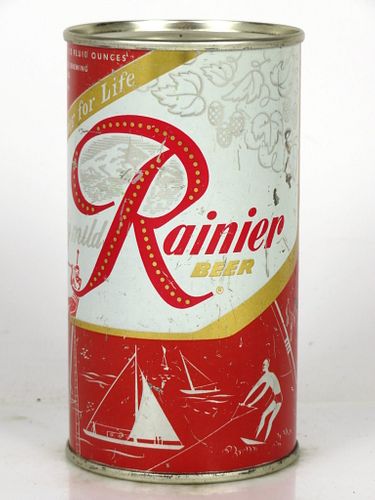 1956 Rainier Jubilee Beer (Chili Pepper Red) 12oz Flat Top Can Seattle Washington