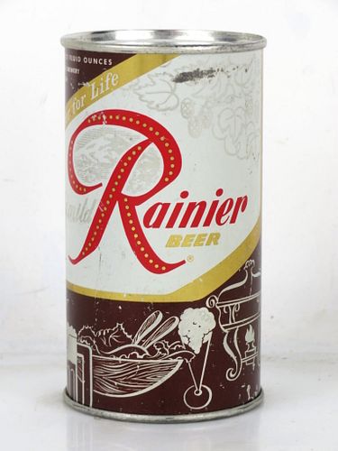 1956 Rainier Jubilee Beer (Cocoa Bean) 12oz Flat Top Can Spokane Washington