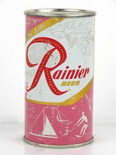 1956 Rainier Jubilee Beer (Dark Pink) 12oz Flat Top Can Seattle Washington