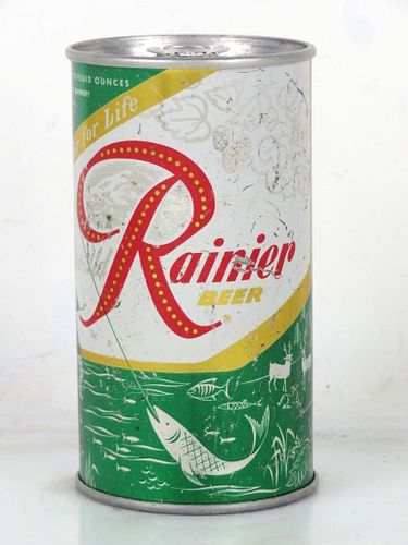 1956 Rainier Jubilee Beer (Dark Spring Green) 12oz Flat Top Can Spokane Washington