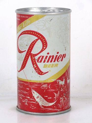 1956 Rainier Jubilee Beer (Pale Carmine) 12oz Flat Top Can Seattle Washington