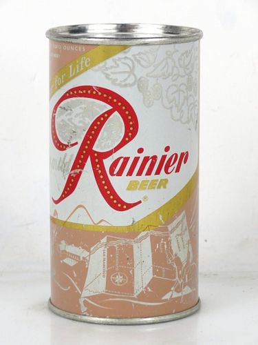 1956 Rainier Jubilee Beer (Pale Taupe) 12oz Flat Top Can Spokane Washington