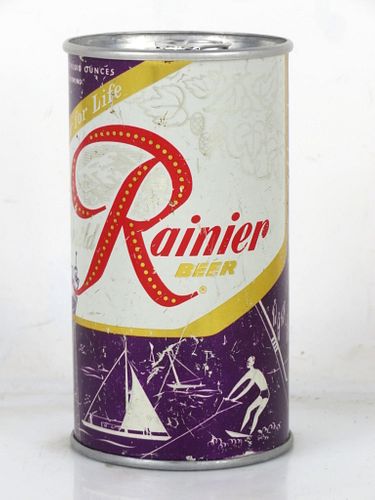 1956 Rainier Jubilee Beer (Plum Purple) 12oz Flat Top Can Seattle Washington