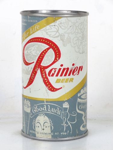 1956 Rainier Jubilee Beer (Regent Grey) 12oz Flat Top Can Seattle Washington