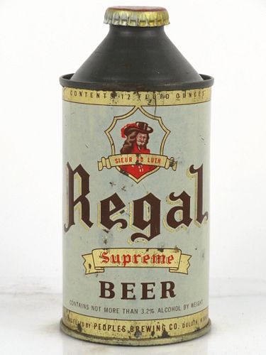 1952 Regal Supreme Beer 12oz 181-14 High Profile Cone Top Can Duluth Minnesota