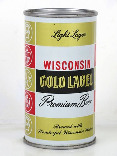 1963 Wisconsin Gold Label Beer (Dull Gold) 12oz 146-20v Unpictured Flat Top Can Monroe Wisconsin