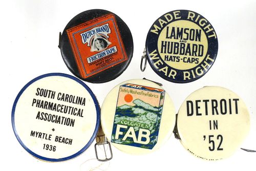 Lot of Five 1930s-50s Advertising Tape Measures Myrtle Beach S Carolina