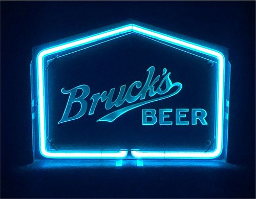 Rare 1940s Bruck's Beer Lackner Co. Backbar Neon Sign Cincinnati Ohio