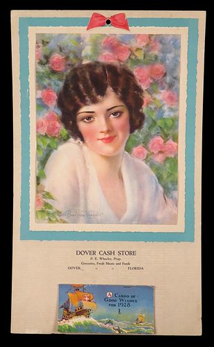 Dover Cash Store Cardboard 1928 Calendar Dover Florida