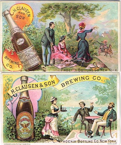 Lot of Two 1880s H. Claussen & Son Brewery Trade Cards New York New York