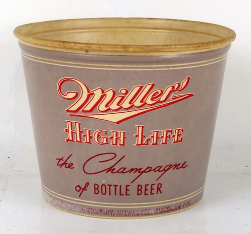 1957 Miller High Life Beer Wax Paper Ice Bucket Milwaukee Wisconsin