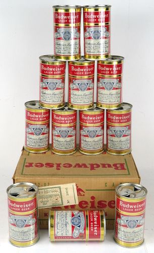 1953 Budweiser Beer twelve pack box of cans Six Pack Can Carrier 44-08 Flat Top Saint Louis Missouri