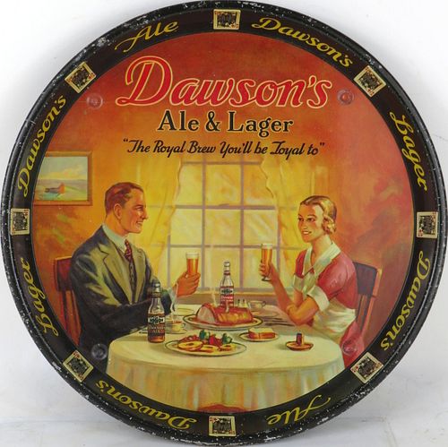 1933 Dawson's Ale & Beer 12" Serving Tray New Bedford Massachusetts