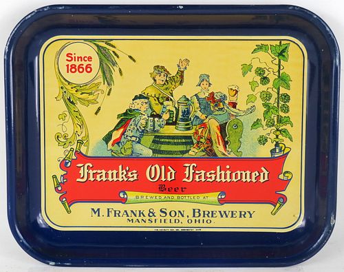 1933 Frank's Old Fashioned Beer 10½ x 13½" Serving Tray Mansfield Ohio