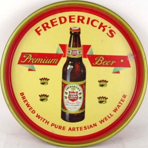 1936 Frederick's Four Crown Beer 13" Serving Tray Thornton Illinois