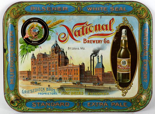 1905 Griesedieck Bros. National Brewery Factory 10½ x 13½" Serving Tray Saint Louis Missouri