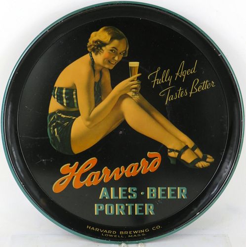 1940 Harvard Ales-Beer-Porter 12" Serving Tray Lowell Massachusetts