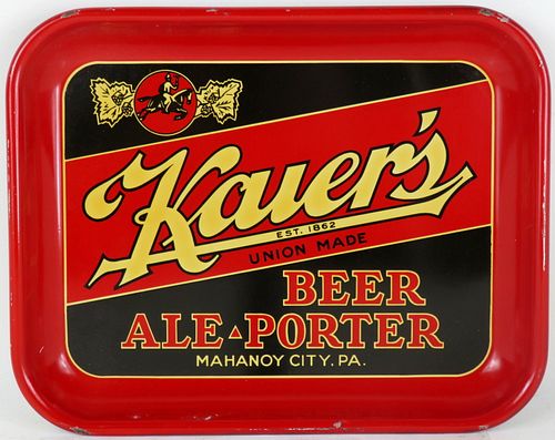 1937 Kaier's Beer/Ale/Porter 10½ x 13½" Serving Tray Mahanoy City Pennsylvania