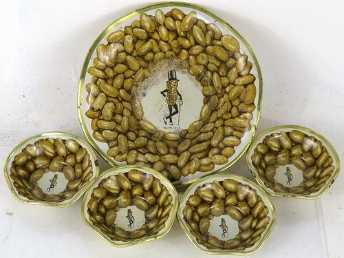 1956 Planters Peanuts Tin Nut Bowl Set Chicago Illinois