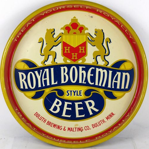 1952 Royal Bohemian Beer 13" Serving Tray Duluth Minnesota