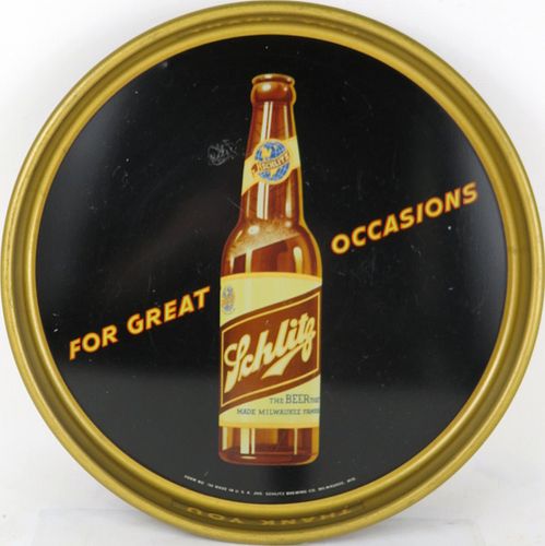 1941 Schlitz Beer 13" Serving Tray Milwaukee Wisconsin