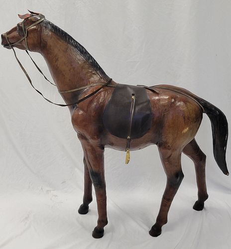 A Full Size Antique Leather Horse Model