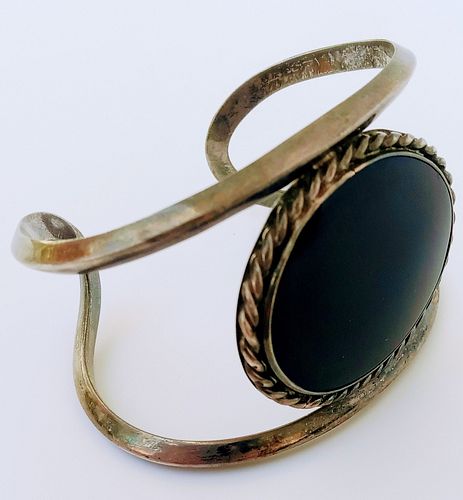 Sterling Silver and Onyx Cuff Bracelet