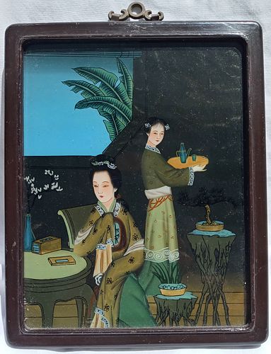 A Chinese Reverse Mirror Painting on Glass