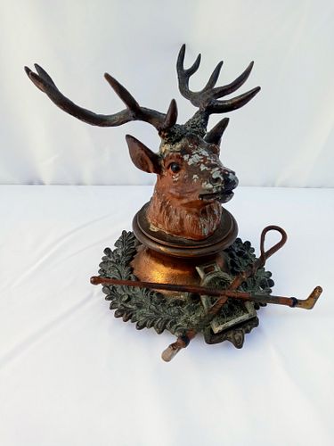 Antique Stag Head Ink Well