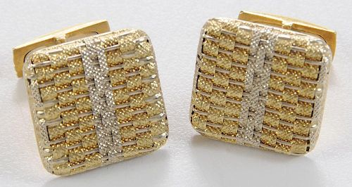 18kt. Two-tone Square Woven Cufflinks