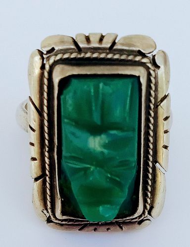 Vintage Jade Sterling Silver Ring