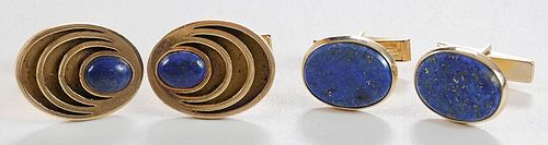 Two Pairs 14kt. Gold and Lapis