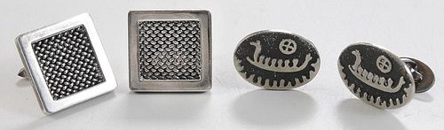 Two Pairs Silver Cufflinks