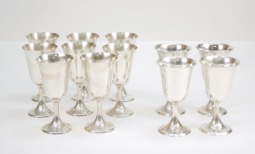 (12) Sterling Silver Water Goblets.