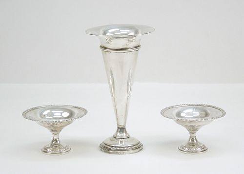 Weighted Sterling Vase and (2) Dishes.