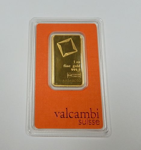 Valcambi Fine Gold 1 Troy Oz. Bar.
